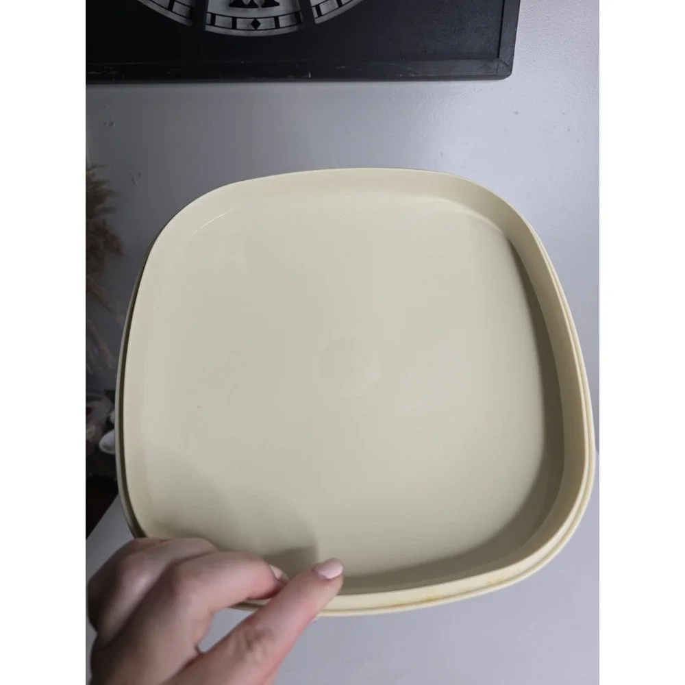 Vintage Tupperware Harvest Gold Microwave Steamer Set 3 Pc Square #888 887 889